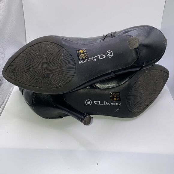 Chinese Laundry Black Faux Leather Heeled Pointed Toe Booties (Size: 7) - Picture 10 of 16